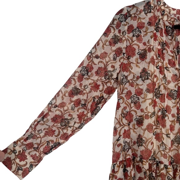 Free People See It Through Long Sleeve Floral Maxi Dress Size Small Bohemian - Picture 13 of 16